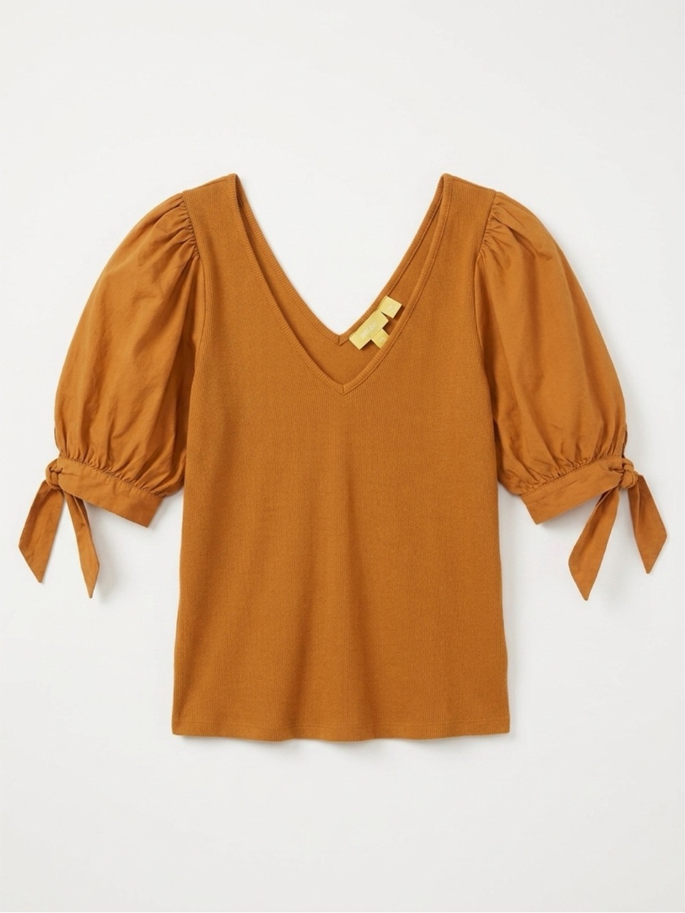Maeve by Anthropologie V-Neck Puff Sleeve Top with Sleeve Ties